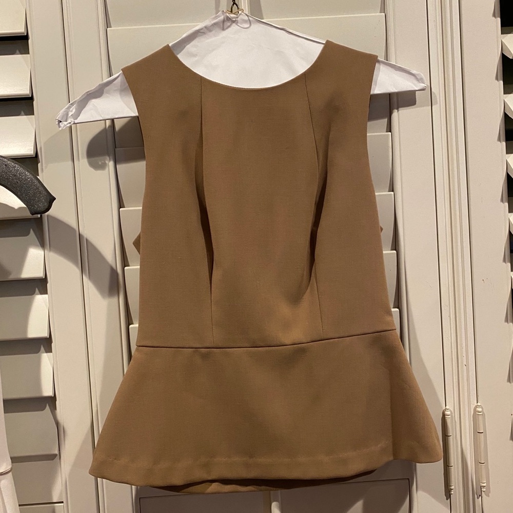 Trina Turk Brown Peplum Top